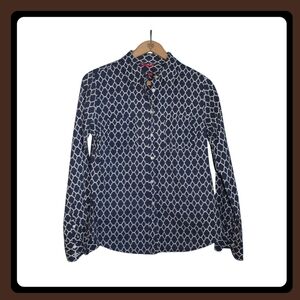 Merona Navy and White Patterned Button Down Shirt